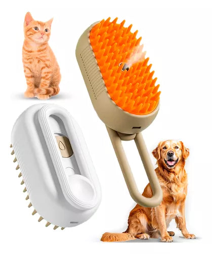 Escova Massageadora e Removedora de pelos vaporizada para Pets.