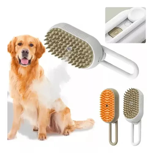 Escova Massageadora e Removedora de pelos vaporizada para Pets.